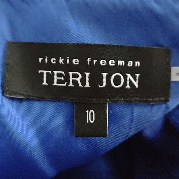 Teri Jon Rickie Freeman royal blue bow ruffle side sleeveless party formal dress - Picture 6 of 6